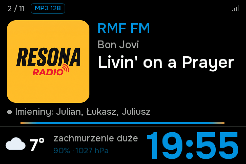Resona OS na wyświetlaczu 480×320: układ Okładka