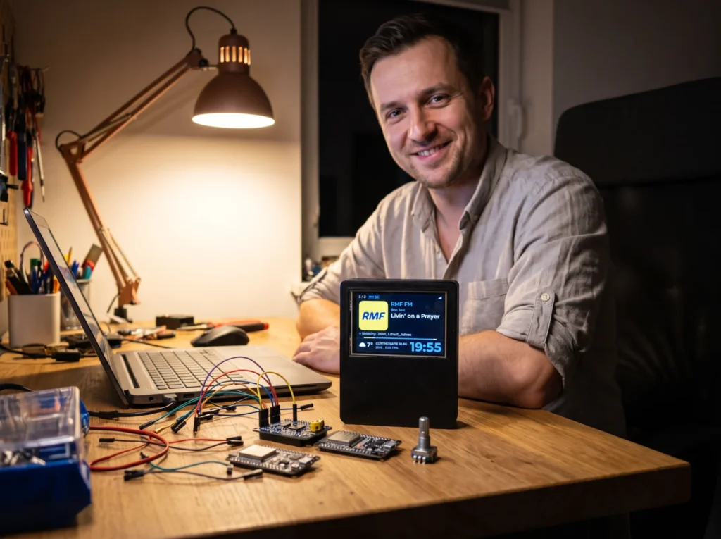 Samodzielnie zbudowane radio internetowe na ESP32-S3 z wyświetlaczem 480×320