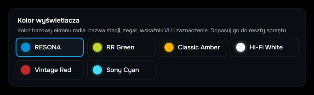 Wybór motywu kolorów wyświetlacza w panelu